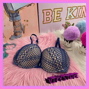 ❤️ NWT Victoria's Secret Very Sexy Push Up Blue Fish Net 32 DDD ❤️